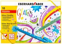 Eberhard Faber 551016 - Glitzer Fasermaler in Einer Geschenkbox, 16 Stück, Leuchtend, Brillante Farben, ca. 3 mm Strichstärke, stabile Spitze, zum Zeichnen, Kolorieren, Basteln und Schreiben