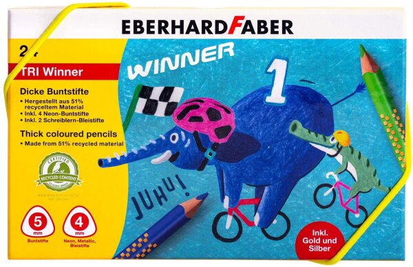Eberhard Faber 518424 - Buntstift TRI Winner, 24 Stück in Box aus festem Karton