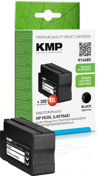 KMP H166BX schwarz Tintenpatrone ersetzt HP OfficeJet Pro HP953XL (L0S70AE)