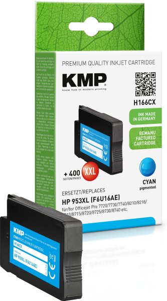 KMP H166CX cyan Tintenpatrone ersetzt HP OfficeJet Pro HP953XL (F6U16AE)