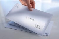 AVERY Zweckform L7162-250 Adressetiketten/Adressaufkleber (1.600 Etiketten mit ultragrip, 99,1x33,9mm auf A4, bedruckbar, selbstklebend, für DIN lang Briefkuverts, Papier matt) 250 Blatt, weiß