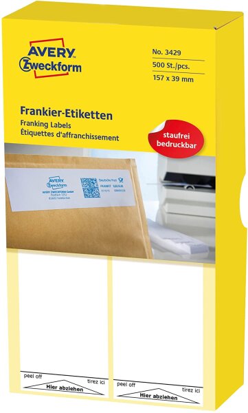 AVERY Zweckform 3429 Frankier-Etiketten (für Neopost, Papier matt, 157 x 39 mm) 500 Stück weiß