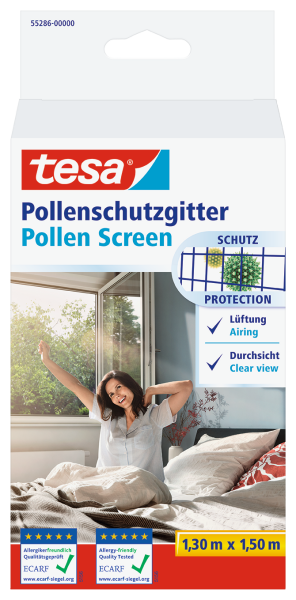tesa Pollenschutzgitter anthrazit 1,3m x 1,5m inkl. Klettband (rückstandfrei entfernbar) 55286-00000