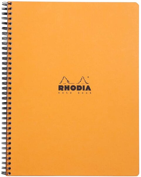 Rhodia 19300C Notizbuch (mit Doppelspirale mikroperforiert, kariert, 4-fach Lochung, DIN A4, 22,5 x 29,7 cm, 80 g, 80 Blatt) 1 Stück farbig sortiert