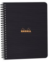 Rhodia 119970C Adressbuch (mit Doppelspiralbindung, DIN A5, 14,8 x 21 cm, Register bedruckt, 90 g, 80 Blatt) 1 Stück schwarz