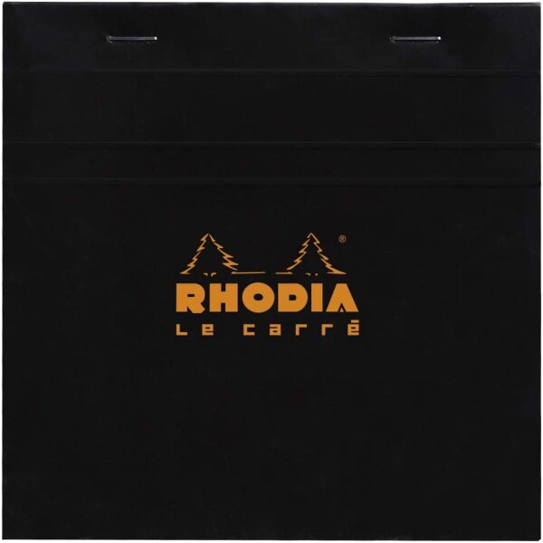 Rhodia 148209C Notizblock Le Carré (kariert, quadratisch 148 x 148 mm, 80 Blatt) 1 Stück schwarz