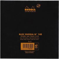 Rhodia 148209C Notizblock Le Carré (kariert, quadratisch 148 x 148 mm, 80 Blatt) 1 Stück schwarz