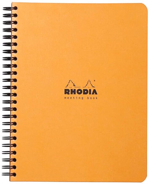 Rhodia 193418C Meeting Book (mit Spiralbindung, 14,8 x 21 cm, 80 Blatt) 1 Stück orange