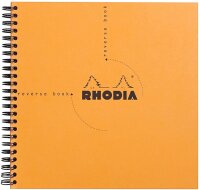 Rhodia 193608C Reverse Book (mit Spiralbindung, kariert, quadratisch, 21 x 21 cm, 80 Blatt) 1 Stück orange