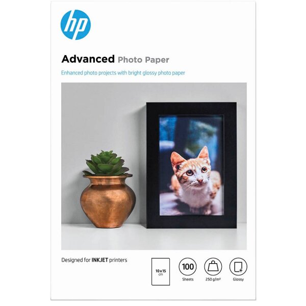 HP Q8692A Advanced Glossy Fotopapier 250g/m² 10x15cm 100 Blatt, weiß