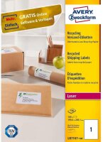 AVERY Zweckform LR7167-100 Recycling Etiketten (100 Versandetiketten, 199,6x289,1mm auf A4, 100% recyceltes Altpapier, bedruckbar, selbstklebend, für große Pakete und Päckchen) 100 Blatt, naturweiß