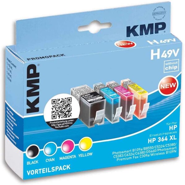 KMP Vorteilspack H49V kompatibel mit HP 364XL - 4 Patronen - ohne Chip