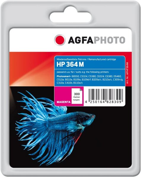 AgfaPhoto Tintenpatrone HP364M (magenta) kompatibel (für HP B8550, C5380, C6324, C6380, B010a, B109a)