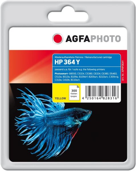 AgfaPhoto Tintenpatrone HP364Y (gelb) kompatibel (für HP 7510, B8550, C5324, C5380, C6324)