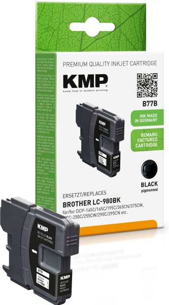 KMP B77B schwarz Tintenpatrone ersetzt Brother LC-980BK