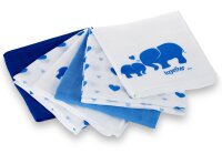 MAKIAN Spucktücher / Moltontücher - 6er Pack - 80 x 80 cm - bedruckt Elefant Weiß Blau Schadstoffgeprüft (ÖKO-TEX), kuschelig weiche Baumwolle