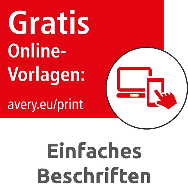 Avery Zweckform L4748-20 Ordnerrücken Etiketten (A4, 100 Rückenschilder, schmal/lang, 38 x 297 mm) 20 Blatt, rot
