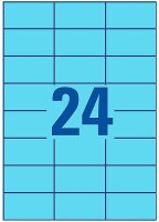 AVERY Zweckform 3449 Blaue Etiketten (2.400 Aufkleber, 70x37mm auf A4, permanent haftende, selbstklebende Farbetiketten, Papier matt, bedruckbare, farbige Klebeetiketten) 100 Blatt