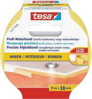 tesa Profi-Malerband INNEN - Dünnes Abdeckband für extrem präzises Abkleben bei Malerarbeiten, lösungsmittelfrei - 25 m : 38mm