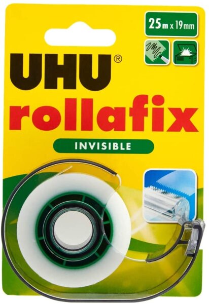 UHU 36970 Klebefilm rollafix invisible, inklusiv Handabroller
