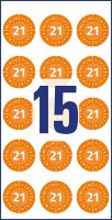 AVERY Zweckform 6943-2021 widerstandsfähige Jahres-Prüfplaketten 2021 (stark selbstklebend, Kleinformat, Ø 20 mm, 120 Aufkleber auf 8 Blatt) orange