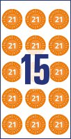 AVERY Zweckform 6945-2021 fälschungssichere Jahres-Prüfplaketten 2021 (stark selbstklebend, Kleinformat, Ø 20 mm, 120 Aufkleber auf 8 Blatt) orange