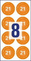 AVERY Zweckform 6946-2021 fälschungssichere Jahres-Prüfplaketten 2021 (stark selbstklebend, Kleinformat, Ø 30 mm, 80 Aufkleber auf 10 Blatt) orange