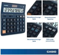 CASIO Tischrechner DH-12ET, 12-stellig, Steuerberechnung, Gesamtsummen-Speicher, Solar-/Batteriebetrieb