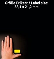 AVERY Zweckform L7651Y-25 leuchtend neon-gelbe Etiketten (38,1x21,2mm auf DIN A4, ablösbar, selbstklebend, bedruckbar, farbige Klebeetiketten zum auffälligen Kennzeichnen) 1.650 Aufkleber auf 25 Blatt