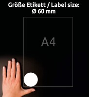 AVERY Zweckform Runde Etiketten L3416-10 (120 Aufkleber auf 10 Blatt, zum Bedrucken, selbstklebend, Ø 60 mm, A4, Klebepunkte zum Kennzeichnen von Unterlagen, Produkten) weiß