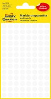 AVERY Zweckform 3175 selbstklebende Markierungspunkte 416 Stück (Ø 8mm, Klebepunkte auf 4 Bogen, Punktaufkleber zur Farbcodierung, runde Aufkleber für Kalender, Planer und zum Basteln, Papier) weiß