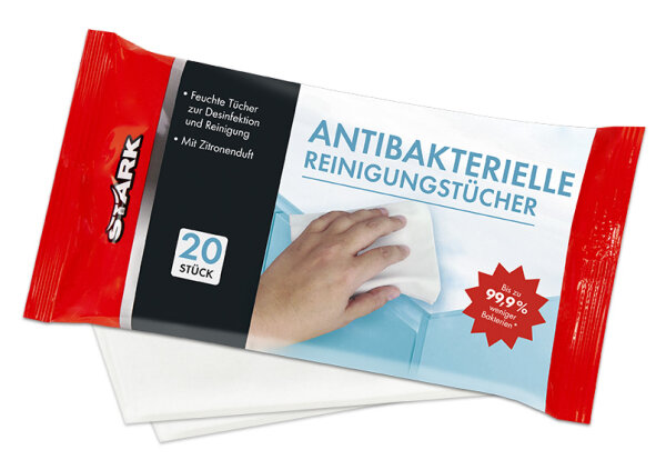 STARK 40079 Antibakterielle Reinigungstücher mit Zitronendurft 20 Stück