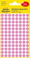 AVERY Zweckform 3594 selbstklebende Markierungspunkte (Ø 8 mm, 416 ablösbare Klebepunkte auf 4 Bogen, runde Aufkleber für Kalender, Planer und zum Basteln, Papier, matt) pink