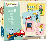 Avenue Mandarine JE512C Set mit 12 Puzzles 2-teilig, praktisch, spielerisch und farbenfroh, ideal für Kinder ab 3 Jahren, 1 Set, Berufe