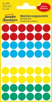 AVERY Zweckform 3088 selbstklebende Markierungspunkte 270 Stück (Ø12mm, Klebepunkte auf 5 Bogen, Punktaufkleber zur Farbcodierung, runde Aufkleber für Kalender, Planer und zum Basteln, Papier) bunt