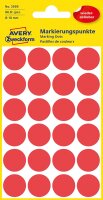 AVERY Zweckform 3595 selbstklebende Markierungspunkte 96 Stück (Ø18mm, ablösbare Klebepunkte auf 4 Bogen, Farbcodierung, runde Aufkleber für Kalender, Planer und zum Basteln, Papier) rot
