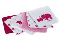 MAKIAN Spucktücher / Moltontücher - 6er Pack - 80 x 80 cm - bedruckt Elefant Weiß Rosa Schadstoffgeprüft (ÖKO-TEX), kuschelig weiche Baumwolle
