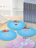 AVERY Zweckform J8676-25 selbstklebende CD-Etiketten (50 blickdichte CD-Aufkleber, Ø 117mm auf A4, SuperSize, Papier matt, bedruckbare Klebeetiketten für alle Inkjet-Drucker) 25 Blatt, weiß