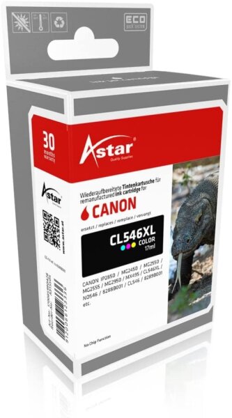 Astar AS15505 Tintenpatrone kompatibel zu CANON CL546XL, 300 Seiten, color