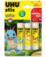 UHU Stic Klebestifte ohne Lösungsmittel, 3 Stück, 3 x 8,2 g, limitierte Edition - Pokemon