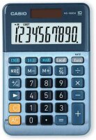CASIO Tischrechner MS-100EM, 10-stellig, Währungsumrechnung, Cost/Sell/Margin, Aluminiumfront, Solar-/Batteriebetrieb