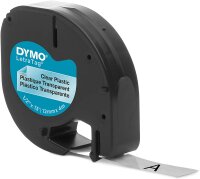 DYMO LT Etikettenband Authentisch | schwarz auf transparent | 12 mm x 4 m | selbstklebendes Kunststoffetiketten | für LetraTag-Beschriftungsgerät