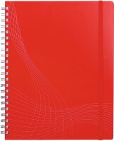 AVERY Zweckform 7035 Notizbuch notizio (A4, Kunststoff-Cover, Doppelspirale, kariert, 90 g/m², 90 Seiten mikroperforiert, Notizblock mit Verschlussband, Registern und Dokumententasche) rot