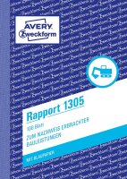 AVERY Zweckform 1305 Rapport (A6, mit 2 Blatt Blaupapier, von Rechtsexperten geprüft, für Deutschland und Österreich zur Dokumentation von Arbeitsleistung und Materialverbrauch, 100 Blatt) weiß