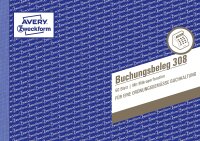 AVERY Zweckform 308 Buchungsbeleg (A5quer, mikroperforiert, von Rechtsexperten geprüft, für Deutschland zur lückenlosen Buchhaltung, mit T-Konto, Buchungstext inkl. Unterschriftenzeile, 50Blatt) weiß