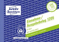 AVERY Zweckform 1205 Einnahme-/Ausgabebeleg (A6 quer, Recycling-Papier mit 1Blatt Blaupapier, von Rechtsexperten geprüft für Deutschland zur ordnungsgemäßen, 50 Blatt) weiß