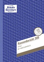 AVERY Zweckform 305 Kassenbericht (A5, mikroperforiert, von Rechtsexperten geprüft, für Deutschland und Österreich zur ordnungsgemäßen, kostengünstigen Buchführung, 50 Blatt) weiß