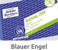 AVERY Zweckform 1250 Quittungsblock (A6 quer, 100 Blatt, fälschungssicher, separat ausgewiesene MwSt., mit 1 Blatt Blaupapier, für Deutschland und Österreich) weiß