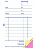 AVERY Zweckform 1731 Rechnung (A5, 3x40 Blatt, selbstdurchschreibend mit farbigen Durchschlägen, zur Erfassung aller rechtlich erforderlichen Angaben) weiß/gelb/rosa