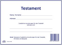 AVERY Zweckform 2838 Testament Vordruck-Set (220x163mm, 1 Testament und zusätzliche Anordnungen für den Todesfall, viele Hinweise und leicht verständliche Beispiele, von Rechtsexperten geprüft)